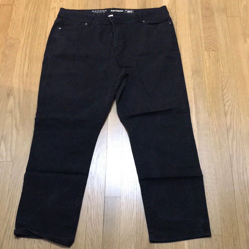 Jeans, Sonoma Life +Style, Slim Straight, Denim, Black